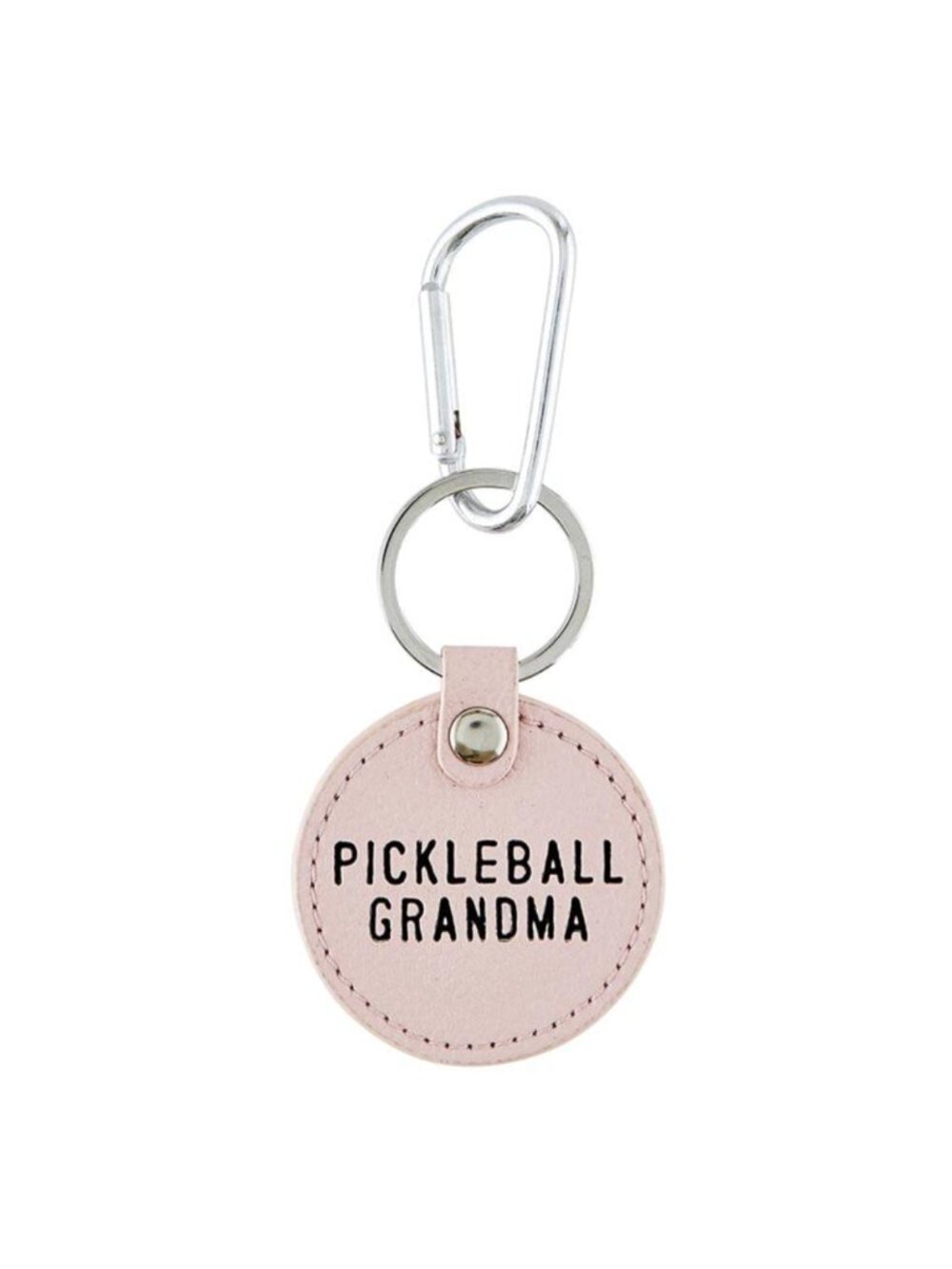Unisex Round Faux Leather Keychain PU Leather Key Tag Carabiner Clip